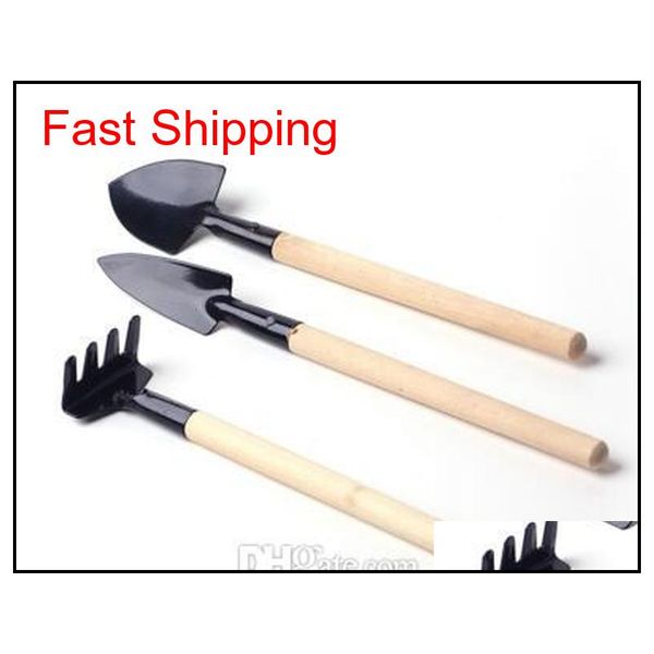 

3pcs/set mini garden hand tool kit plant gardening shovel spade rake trowel wood handle me qylpui toys2010