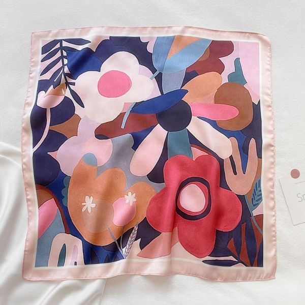 

scarves luxury silk head scarf for women fashion kerchief print hair scarfs square headband neck ladies shawls and wraps, Blue;gray