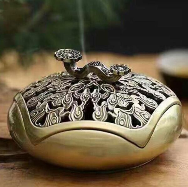 

fragrance lamps metal handmade creative hollow coil incense burner cones holder multi-use furnace home room decor