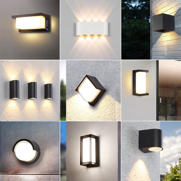 

modern garden wall light led waterproof outdoor wall lamp ip65 metal sconces black white balcony corridor retro porch lights