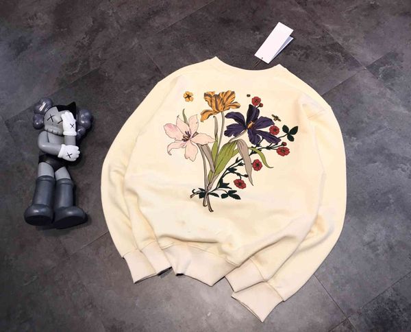 

flower letter printing round neck sweater women's spring and autumn new leisure loose couple large tide bottom shirt, Black