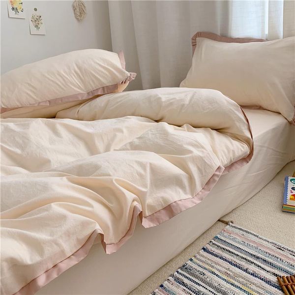 

sheets & sets japanese-style solid color cotton knitted skin-friendly nude sleeping plain double patch tianzhu bed sheet