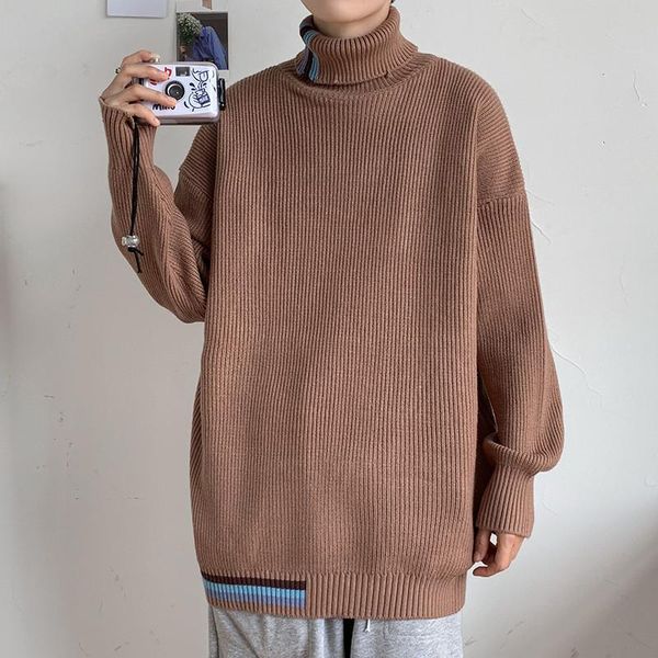 

men's sweaters turtleneck sweater autumn winter rollneck warm knitted keep men jumper, White;black
