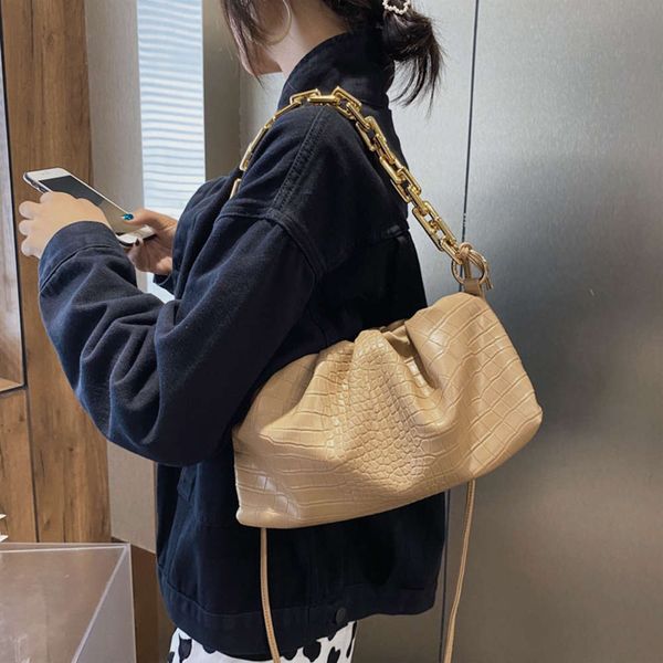 

hbp luxury designerautumn new cloud 2020 fashion versatile solid casual messenger crocodile trend shoulder bag