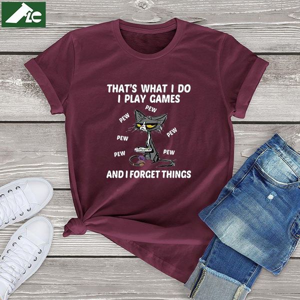 

women's t-shirt kawaii black cat t shirt women clothing that's what i do play games cotton womens t-shirts soft tee 3xl, White