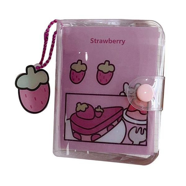 

mini fruit flower 3 hole notebook loose leaf binder planner transparent journal m17f, Purple;pink