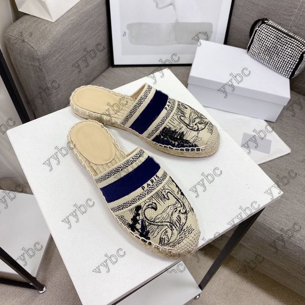 

paris oblique womens slippers beautiful scuffs shoes summer beach slides girls flat slippers ladies flip flops loafers knitted embroidery