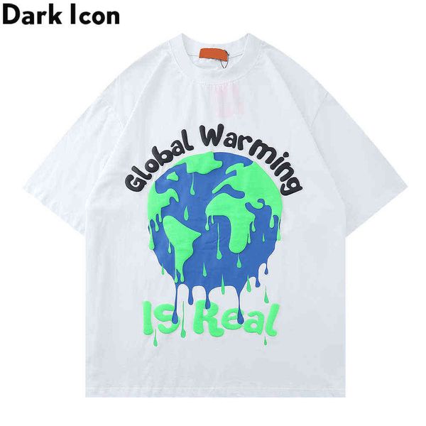 

global warming men's t-shirt short sleeve o-neck summer cotton tshirts for man streetwear clothing 210603, White;black