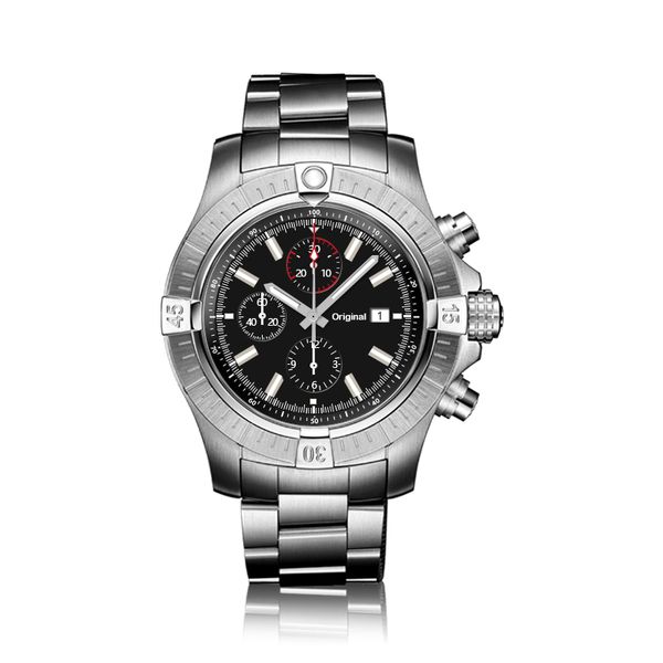 

u1 aaa+ quartz mechanical watch 316l stainless steel case chronograph leather strap six-pin silver white requin fashion wristwatches gift br, Slivery;brown
