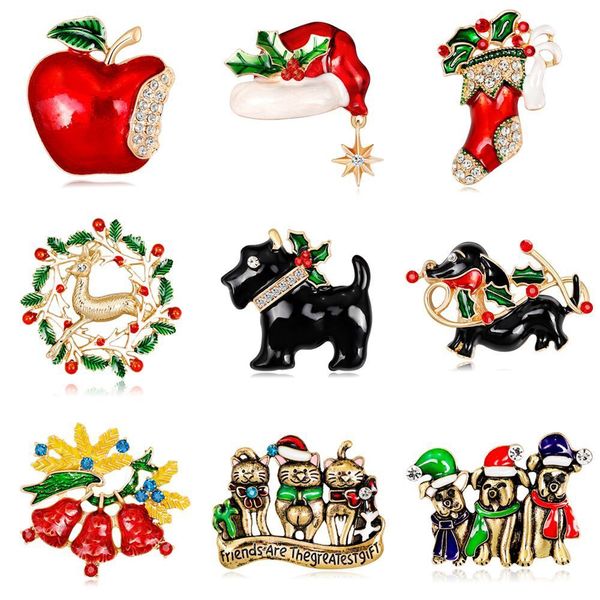 

factory new versatile cartoon dog bell christmas hat series brooch christmas