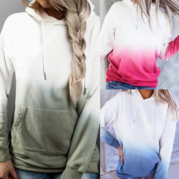 

women's hoodies & sweatshirts women gradient color long sleeve pullover spring autumn casual streetwear loose, Black