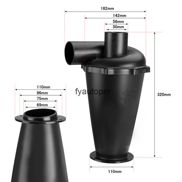 Filtro separatore a ciclone Aspirapolvere per auto Strumento di pulizia Collettore di polveri turbocompresso SN50T6 Sesta generazione 257h