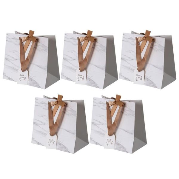 

5pcs dress bags gift packaging bags portable shopping paper storage with ribbon and tag