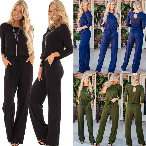 

2021 new fashion solid jumpsuit woman elegant long sleeve overalls jumpsuits female harajuku bodysuit playsuit women romper one piece 3d32, Black