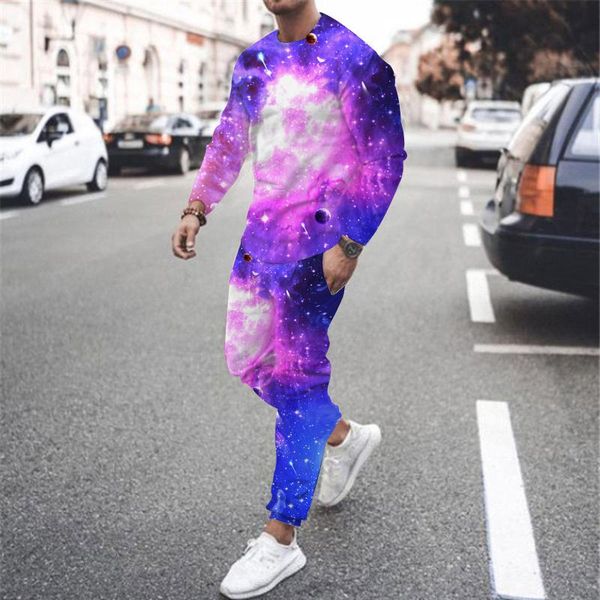 

men's tracksuits sets autumn 2-piece 3d printed tracksuit men casual o neck long sleeve blouse & pants camiseta hombre, Gray