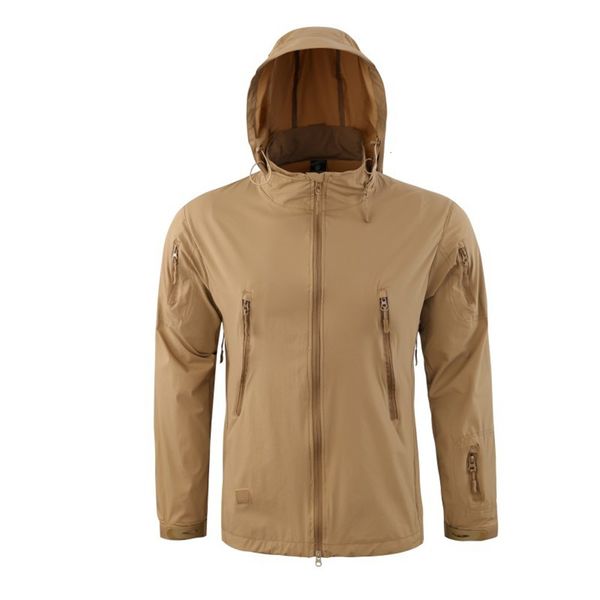 

2021 new lightweight waterproof tactical men breathable thin hoodie windbreaker jacket plus size hunting clothes xnzr, Black