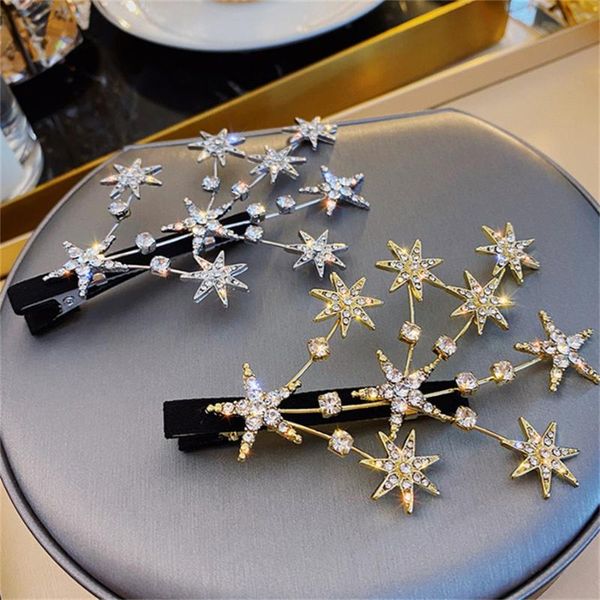 

hair clips & barrettes women luxury elegant shining full five-pointed star gold sweet ornament headband hairpin fashion accessorie, Golden;silver