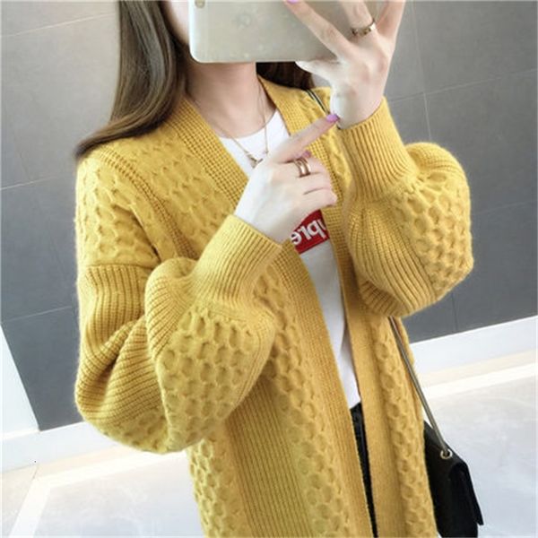 

women's sweaters chic early long autumn clothes female 2021 new version of sweater knit cardigan coat 9l7v, White;black