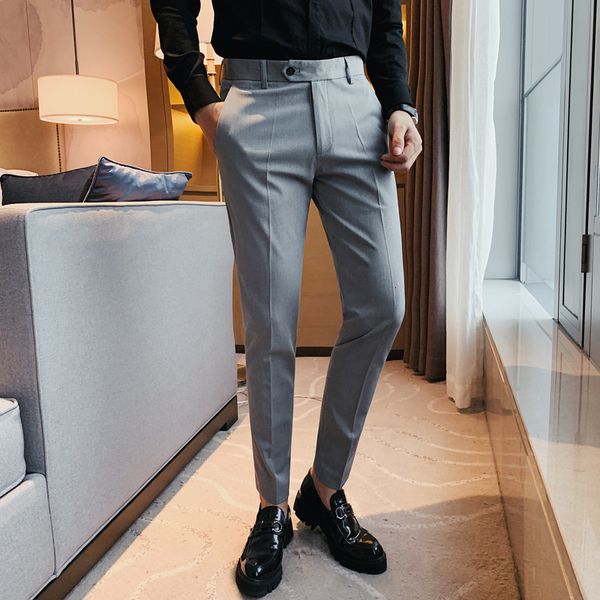 

2021 new 3 solid colors masculine suit british style fine formal fit business wear gentlemen 36-29 pants bj39, Black
