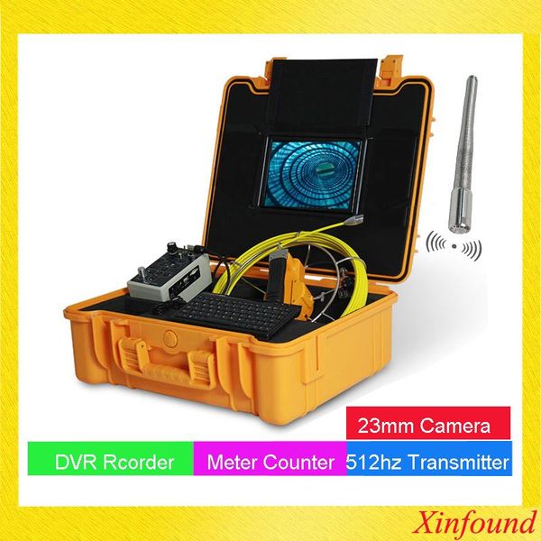 

long spring 512hz transmitter self leveling sewer drain pipe inspection 23 camera with dvr recorder 7 inch monitor meter counter