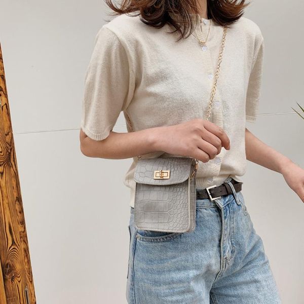 

waist bags versatile mini lovely chain hasp messenger bag phone hand shoulder woman decorate fashion harajuku style 2021#4