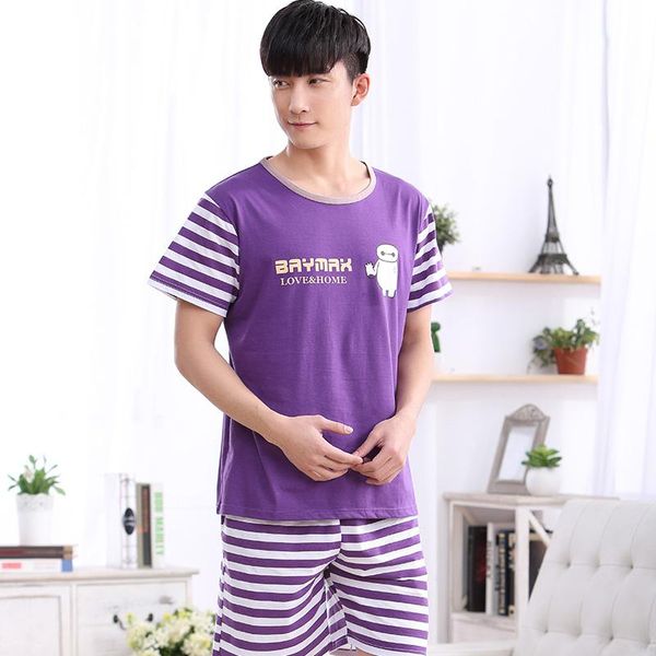 

men's sleepwear 1071 100% cotton large size purple home wear, Black;brown