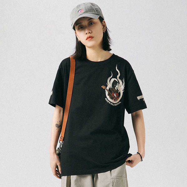 Marca oversized men camiseta japonesa gueixa dragão impressão t camisas casual anime tshirt algodão verão streetwear roupas masculinas tamanho eua bo 6374