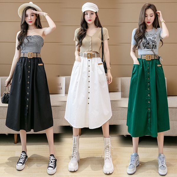 

skirts high waist a-line skirt for women in summer 2021, Black