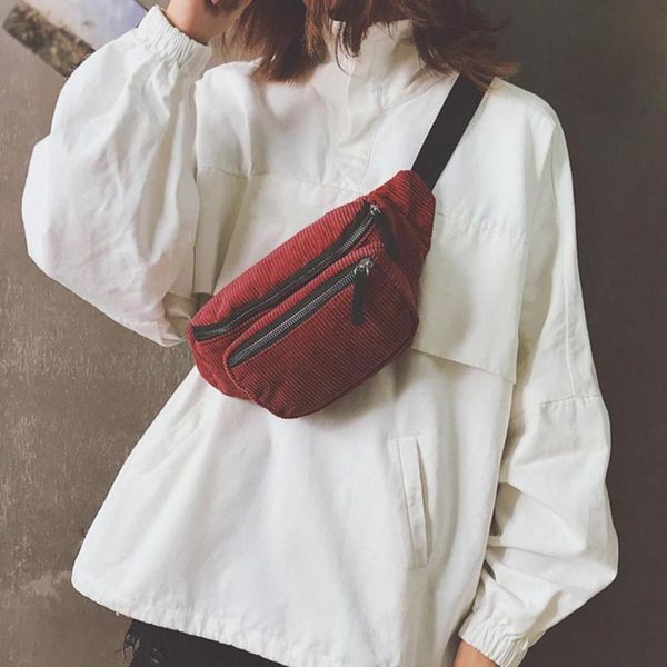 

waist bags vintage corduroy pack women pouch belt chest messenger shoulder