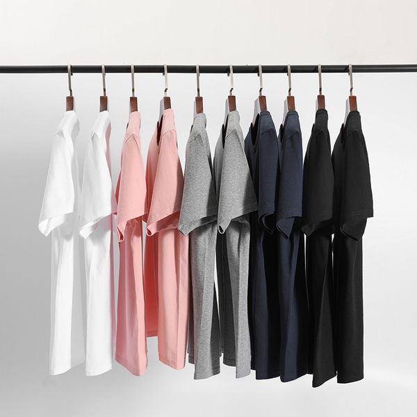 

2021 summer new white t-shirt pure short sleeve 215g xinjiang cotton men's wear, White;black