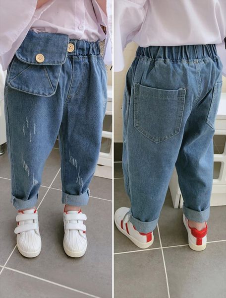 

spring item girl casual pocket jeans pant cool denim trousers, Blue