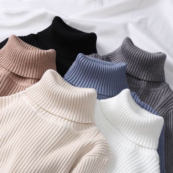 

2021 new women turtleneck pullover autumn winter soft thick long sleeve ribbed knitted sweater female slim solid jumper 8hek, White;black