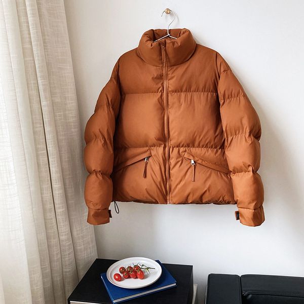 

2021 new mooirue winter casual women orange er parka long sleeve high neck solid warm thicken coat 5n1y, Black