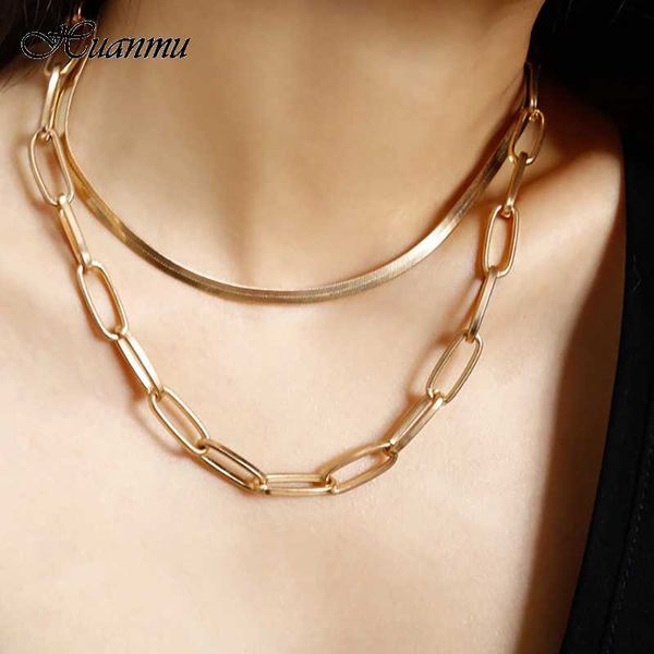 

chains jewelry simple double-layer snake chain necklace wild geometric short business female, Silver