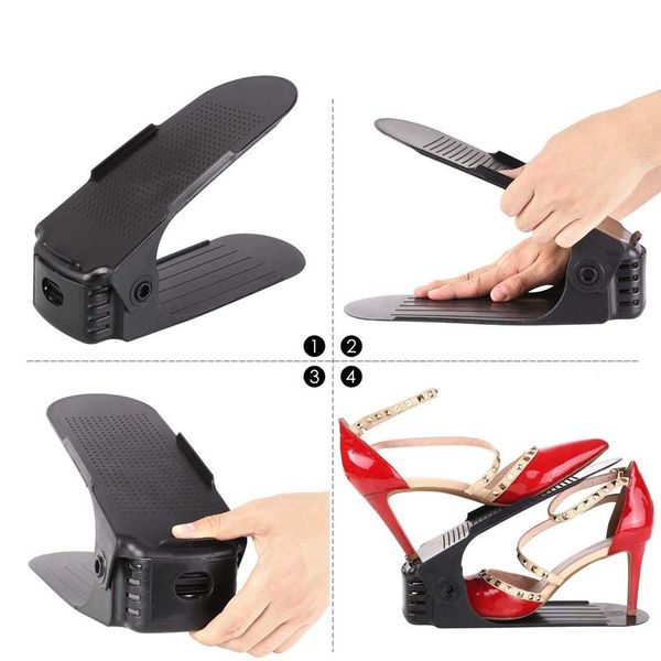 

clothing & wardrobe storage adjustable shoe organizer-shoe slot space saver rack holder (12 pcs-black)