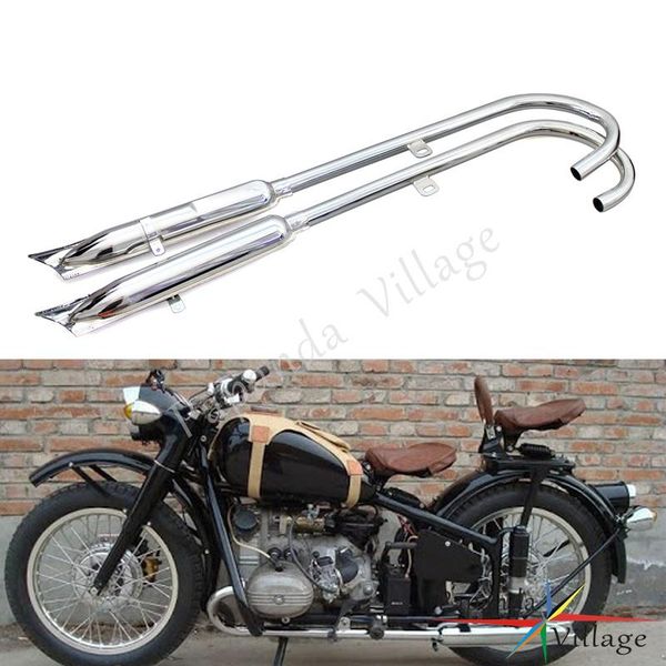 

retro 750cc fishtail complete exhaust pipe system for replika wehrmacht dnepr ural sidecar zÃ¼ndapp r71 r75 ks750 k750