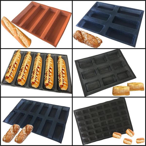 

rolling pins & pastry boards black food grade baguette bun mould breathable fiberglass silicone biscuits bread mold non-stick reusable kitch