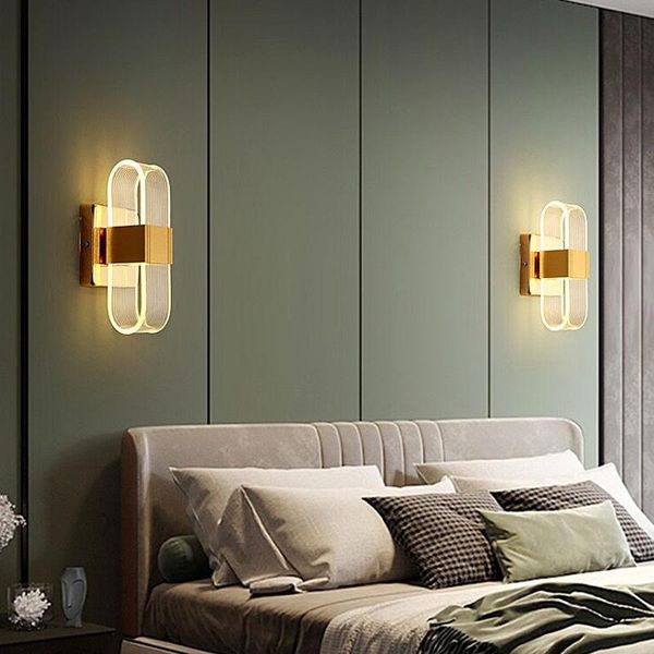 

wall lamp led indoor gold lamps living room bedroom bedside modern minimalist sconce stair black light fixture hallway