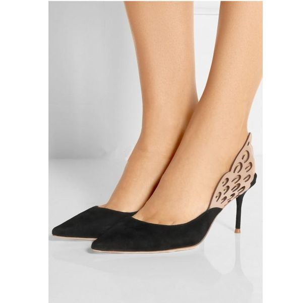 

dress shoes black suede white leather high heels butterfly angel wing ladies pumps glitter pointed toe woman party runway bridal