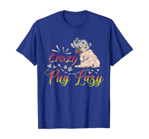 

Crazy Pug Lady T-Shirt Present For Your Daughter Mom, White;black