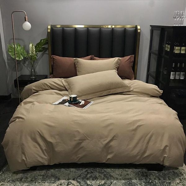 

bedding sets 100%brushed cotton soft warm duvet cover bed sheet set king  size 4pcs 600tc solid color reversible ultra with button