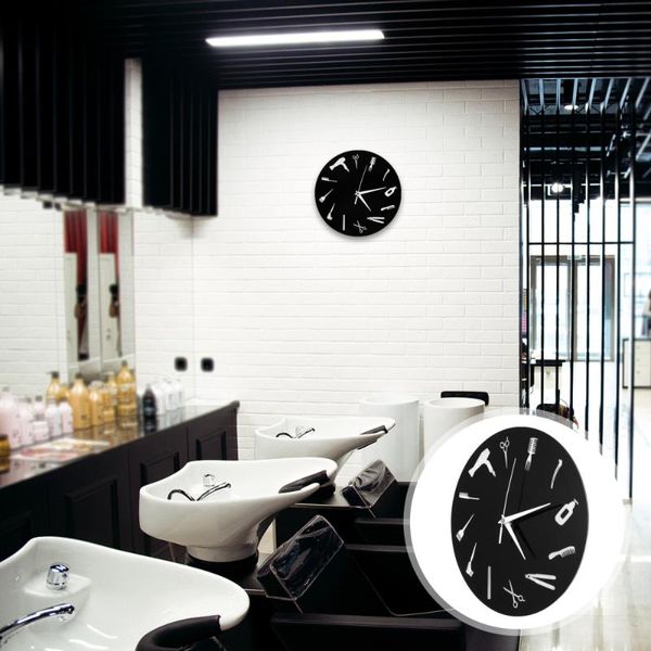 

wall clocks hair salon tool pattern clock battery operated decor ornament