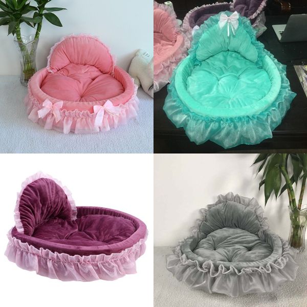 

princess dog bed soft sofa for small dogs pink lace puppy house pet doggy teddy bedding cat dog beds nest mat kennels 682 k2