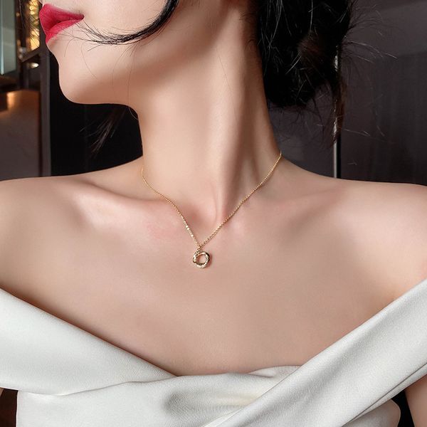 

korean fashion design inlaid diamond geometric cross twisted necklace net red temperament personality trendy pendant female, Silver