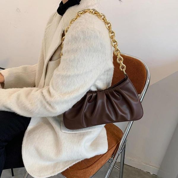 

clutch bags pu leather thick chain sling bag woman fashion desginer shoulder solid causal chains handbags vintage female bag-totes