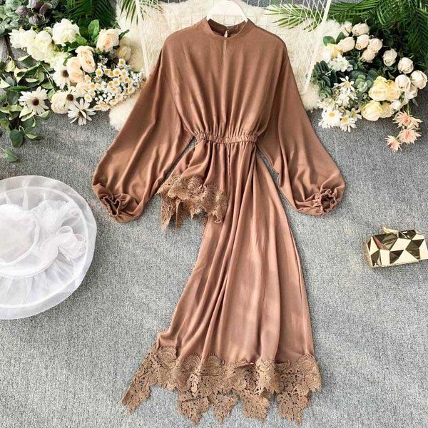 

women's blouses & shirts 2021 stand collar long lantern sleeved chiffon shirt solid color korean fashion clothing elegant blouse, White