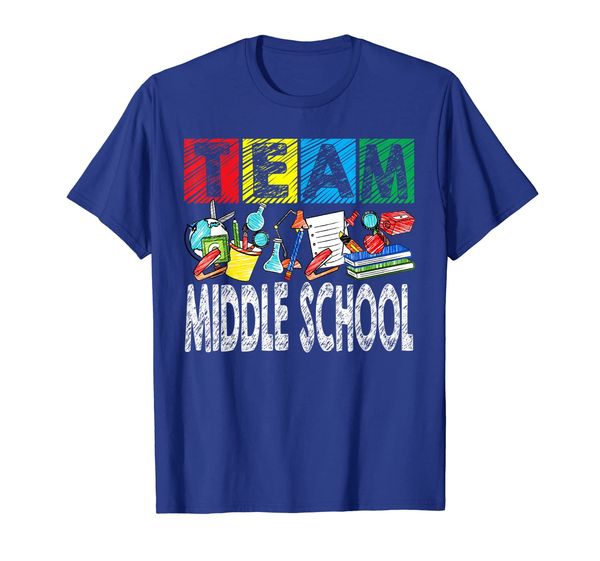 

team middle school teacher first day of school t-shirt funny, White;black