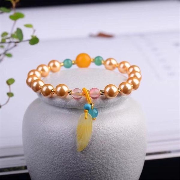 

beaded, strands trendy yellow beizhu stone beads charm bracelets & bangles for women round beaded strand jewelry pulseira feminina, Black
