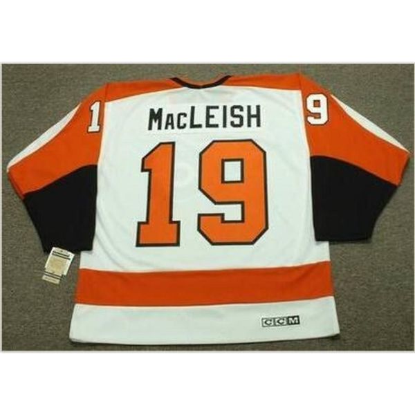 

goodjob men youth women vintage #19 rick macleish philadelphia flyers 1974 ccm hockey jersey size s-6xl or custom any name or number, Black