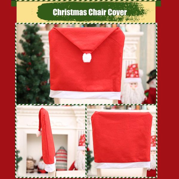 

chair covers 1/4/6/8/10pc christmas santa claus hat dinner back table party decor year supplies